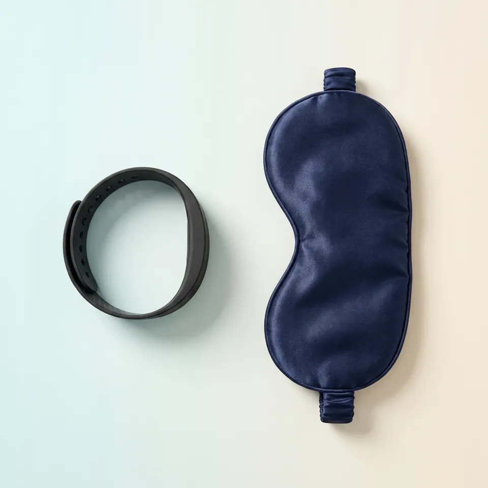The Dawn Band with the Dawn sleep mask, flat lay