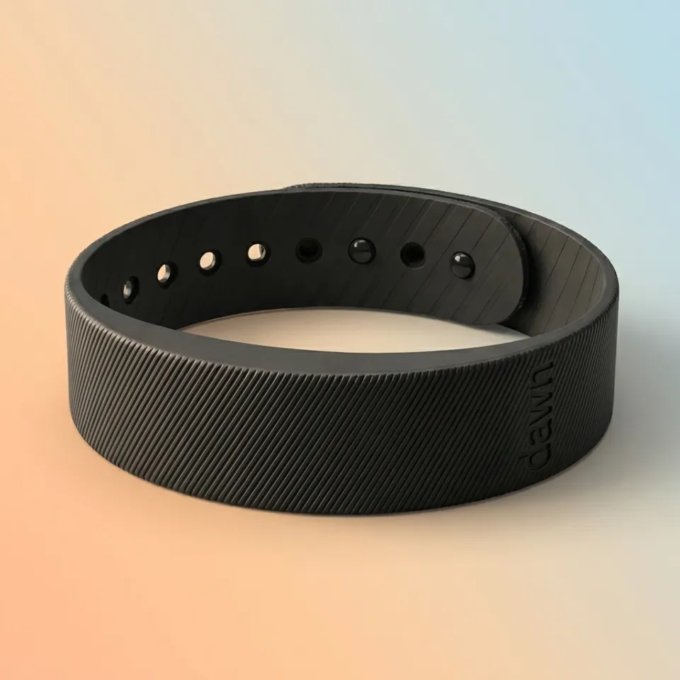 Close-up of the Dawn Band's ribbed silicone